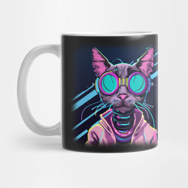 Cyberpunk cat with glasses by Perryfranken